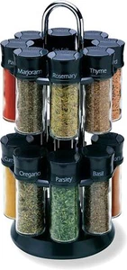Olde Thompson Chrome- Plated Rotating Spice Rack, 16 Refillable Spice Jars Wi... - Picture 1 of 4