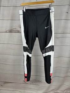 Nike Dri-Fit Speed 7/8 Tight Running Leggings Womens L Black And White #m - Picture 1 of 4
