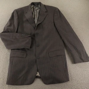 Andrew Fezza Jacket M MT Gray Chalk Stripe 100% Wool Blazer Sport Coat 40L - Picture 1 of 16