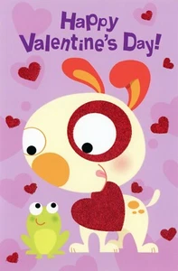Linda tarjeta del día de San Valentín PARA NIÑO, dibujos animados de perro rana por American Greetings +✉ - Imagen 1 de 5