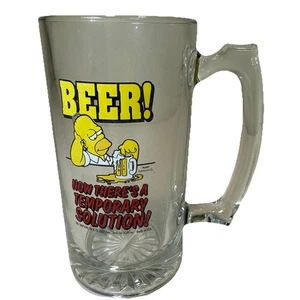 Homer Simpson Beer Mug 24 oz. Temporary Solution The Simpsons - Picture 1 of 5