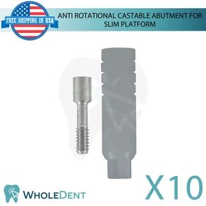 10x Anti Rotation Castable Prothese Ø3,0mm Slim Platform Int Hex 2,0mm - Bild 1 von 4