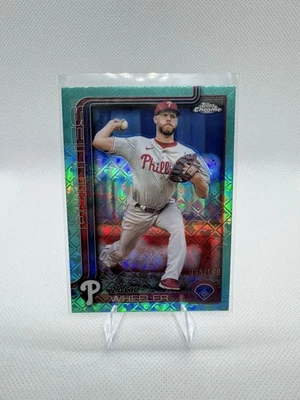 Zack Wheeler | Phillies | 2025 Topps Chrome Logofractor | Logofractor Aqua /199 - Image 1 of 2