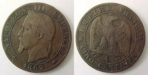 1862 A France 5 Five Centimes Fine F - Picture 1 of 1