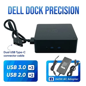 Dell Dual USB-C Thunderbolt Dock for Precision 7550 7560 7750 7760 w/240W AC - Picture 1 of 8