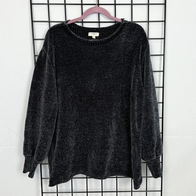 Suéter Umgee Chenille Mujer M Gris Medio Informal Acogedor Cabincore Manga Globo Foto 1 de 4