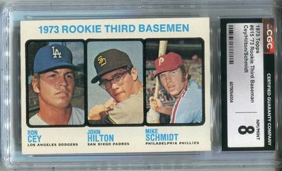 1973 Topps #615 Mike Schmidt Rookie CGC 8 QUASE PERFEITO-MT *Muito High End* - Imagem 1 de 2