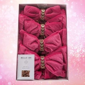 Bella Lux Pink Rhinestone Christmas Tree Clips Boxed Set of Four New - Picture 1 of 1