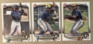 2025 Bowman - 1st Bowman BREWERS - Rodriguez + Made + Pena - Picture 1 of 5
