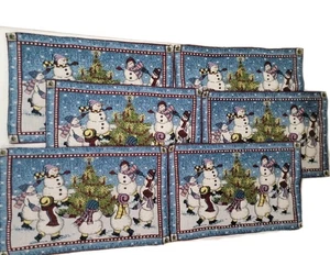 Schneemann Tischsets Gobelin Tisch Urlaub Weihnachten Winter bunt Schnee Baum 6 - Bild 1 von 9