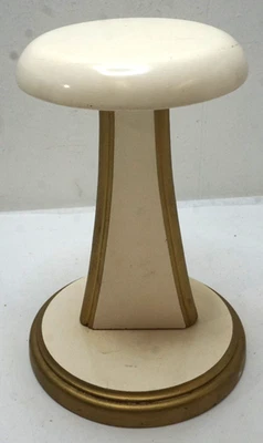 VINTAGE WIG HAT STAND WOOD 1960s MCM MOD MILLINERY DISPLAY CREAM GOLD 9in - Image 1 of 4