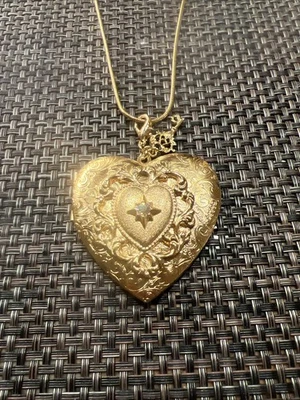 Kirk's Folly Goldtone & Glass Heart Locket Pendant Necklace Keychain - Image 1 of 3