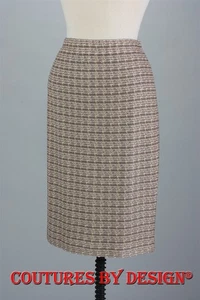 St John Strick Abend Tweed Rock & Pailletten Taupe & Gold Schimmer Gr. 6 Neu mit Etikett - Bild 1 von 2