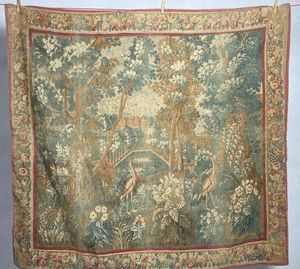Vintage Französische Grün Szene Bedruckt Wandbehang Wandteppich 156x147 cm - Bild 1 von 14