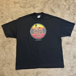 Vintage 90's Palm Beach Florida GYM T-Shirt Mens XXL BLACK Single Stitched USA - Picture 1 of 7