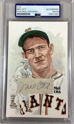 Mel Ott Signed Perez Steele Postcard Cut Index Giants Baseball Autograph PSA/DNA - Image 1 of 4