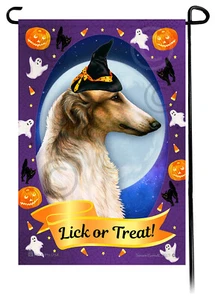 Halloween Garten Flagge - Zobel und weißer Barsoi - Bild 1 von 1