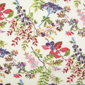 100% Cotton Poplin Rose & Hubble Fabric ELDERBERRY ON IVORY Floral Material - Picture 1 of 3