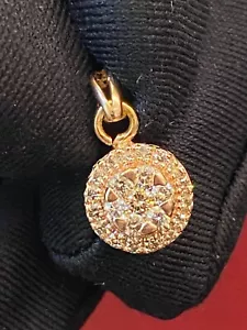 Pave 0.30 Cts Round Brilliant Cut Natural Diamonds Halo Pendant In Fine 14K Gold - Picture 1 of 12