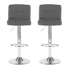 Neo Faux Leather Bar Stool with Polished Chrome Legs - Dark Grey, Set of 2