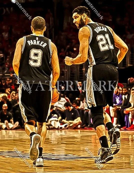 Foto pintura al óleo BM818 Tony Parker - Tim Duncan Spurs 8x10 11x14 16x20 Foto 1 de 1