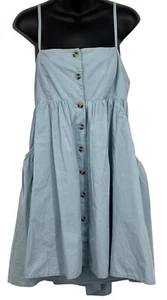 Urban Outfitters BDG Shift Babydoll Blue Denim Button Sleeveless Cotton Dress XL - Picture 1 of 10
