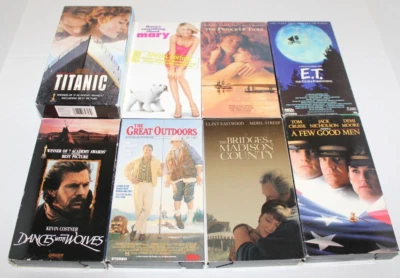 Lot 8 VHS Titanic + Dances with Wolves + E.T. + A Few Good Men + Great Outdoors - Image 1 of 4