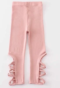 Girl's Boutique Pink Hollow Out Leggings Dance Sports - Picture 1 of 9