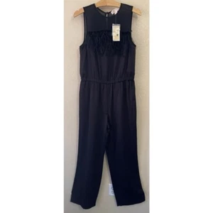 Neu mit Etikett Michael Kors schwarzer ärmelloser Overall Damengröße 8 Federdetails - Bild 1 von 8