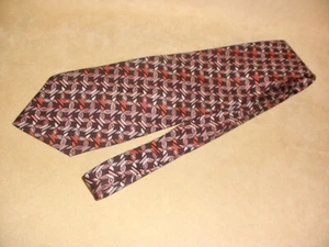 Vintage Givenchy Mens Chocolate Brown Pattern Silk Tie - Picture 1 of 3