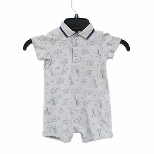 Little Me Boy's 2-Piece Romper and Hat Set, size 9 Months, Grey Heather Multi - Picture 1 of 3