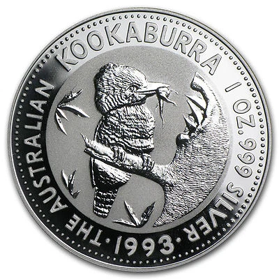 1993 1 oz Silver Australian Kookaburra Coin - PROOF - 0.999 Ag - Image 1 of 2