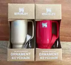 2-PACK! Stanley Water Bottle Keychain Christmas Tree Ornament - Picture 1 of 4