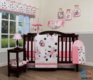13PCS New Pink Butterfly Baby Nursery Crib Bedding Sets  Holiday Special