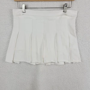 Hard Tail Forever White Pleated Skort Skirt Fold Over Waistband Women's Medium - Afbeelding 1 van 8