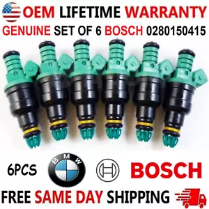 OEM BOSCH x6 Fuel Injectors For 1991-1999 BMW 323i/is/525i/525iT/M3 #0280150415 - Bild 1 von 4