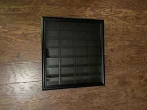Studio Decor 28-Shot Glass Hinged Front Display Case 18"x 16" X 2.5” Black - Picture 1 of 10