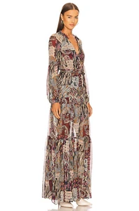 $898 VERONICA BEARD Revolve Sz 4 Isra Dress Maxi Silk Chiffon Flowing (no belt) - Picture 1 of 7