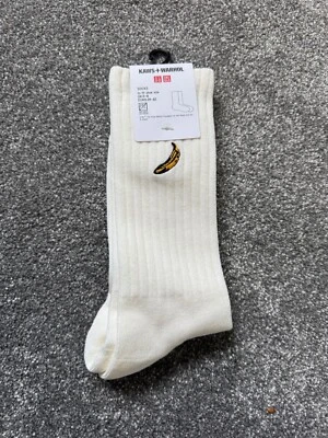 KAWS + Warhol x Uniqlo "Banana/BFF" - UT Graphic Socks, White UK 5-8 Brand New - Image 1 of 3
