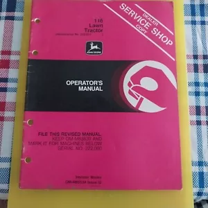 John Deere 116 Lawn Tractor Operators Manual OMM83839 K1 - Picture 1 of 3
