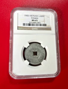 China French Colony VIETNAM 1905. Tonkin. 1/600 Piastre, NGC MS65 越南通寳 六百分之一 - Picture 1 of 2