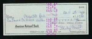 SIGNED 1978 STAN MUSIAL AUTOGRAPHED BANK CHECK AUTO ST. LOUIS CARDINALS #5405 - Picture 1 of 2