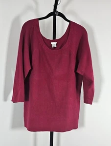 Old Navy Perfect Fit Plus Stretch 3/4 sleeve Crew Neck Sweater-Maroon-SZ 2X - Picture 1 of 8