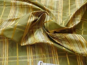 BY YARD KRAVET COUTURE SATIN CORD PLAID PERIDOT GREEN GOLD MSRP$250/Y - Picture 1 of 11