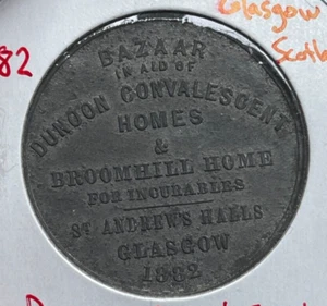 Medalla de casas convalecentes Glasgow Escocia Dunoon 1882 - Imagen 1 de 2