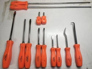 Used Snap On Orange Tool Set of 13 Hard grip on the driver Pick Tools - Picture 1 of 18
