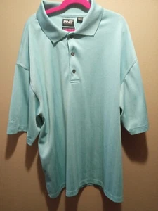 PING Dry Fiber Dynamics Mens L Golf Shirt in Aqua Teal Pin Stripe - Picture 1 of 4