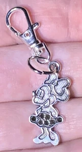 Silber Minnie Mouse Reißverschluss Ziehen & Schlüsselanhänger Zusatzclip!! - Bild 1 von 4