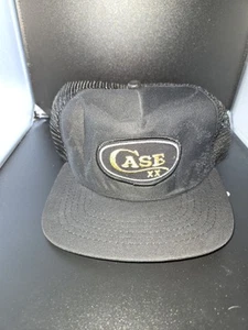 Vintage Case XX Patch Snapback Mesh Trucker Hat Cap Black Gold USA Made New Era - Picture 1 of 7