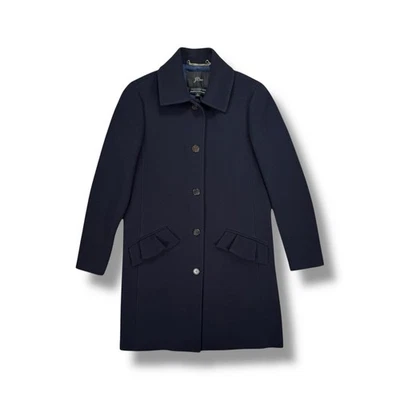 J Crew Italian Double Cloth Wool Topcoat Ruffle Pockets Womens Size 2 • MINT - Image 1 of 4